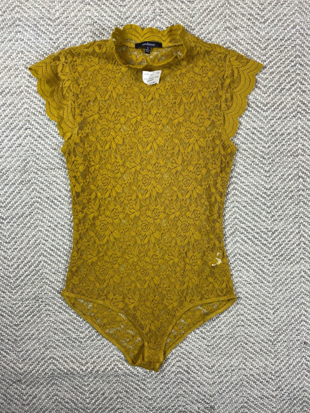 Ambiance Mustard Lace One-Piece Bodysuit